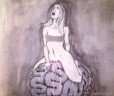 Девушка ебет мозг. Рисунок.